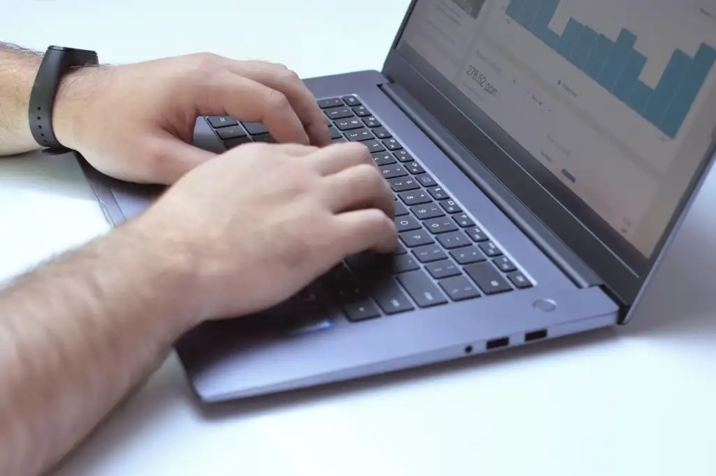 gestor analisando gráficos no notebook